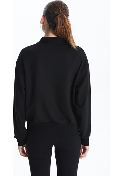 Lcwaıkıkı Classic Siyah Dik Yaka Oversize Kadın Sweatshirt