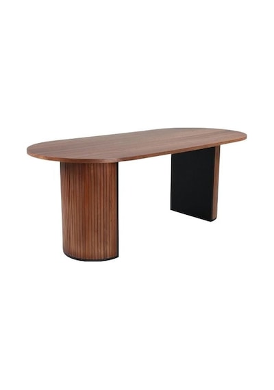 Zeno Oval Ahşap Bohem Yemek Masası 90x200 Ceviz