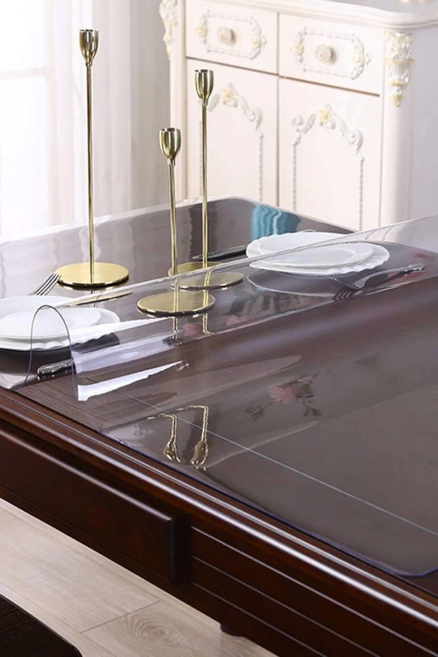 1.4 Mm Net Kalınlık Şeffaf Kalın Pvc Masa Koruyucu Mika Masa Örtüsü Turuncu