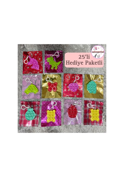 25'li Hediye Paketli Popit Anahtarlık Hediyelik Popit Anahtarlık Doğum Günü Karne Günü Hediyelik