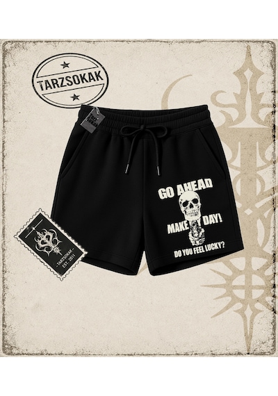 Tarzsokak Gotik & Grunge Streetwear Gotik Harajuku Go Ahead Make My Day Y2k Unisex Şort Siyah