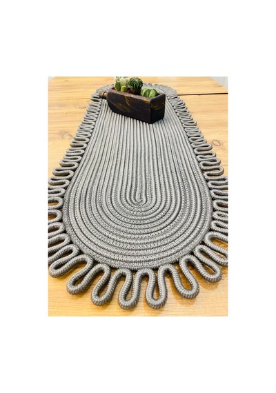 Jüt, Hasır, Dekoratif Masa Örtüsü, Runner 30x80 Cm, Amerikan Servis, Sehpa Örtüsü, Bohem Tarzı Antrasit Antrasit