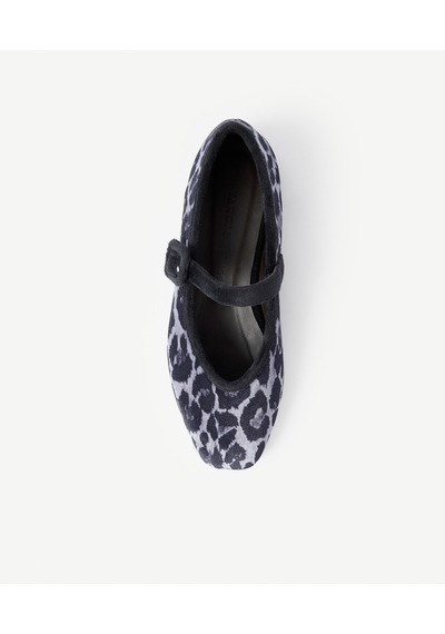 Yargıcı Leopar Baskılı Kadife Mary Jane Babet 26kkay4012x 005 Gri