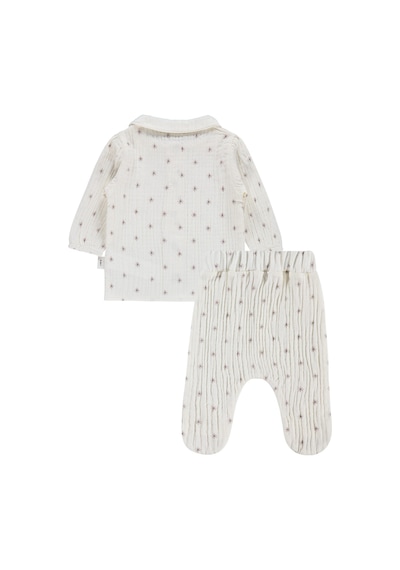 Civil Baby Yıldız Empirme 3-12 Ay Pijama Takımı - Kahverengi Acı Kahverengi