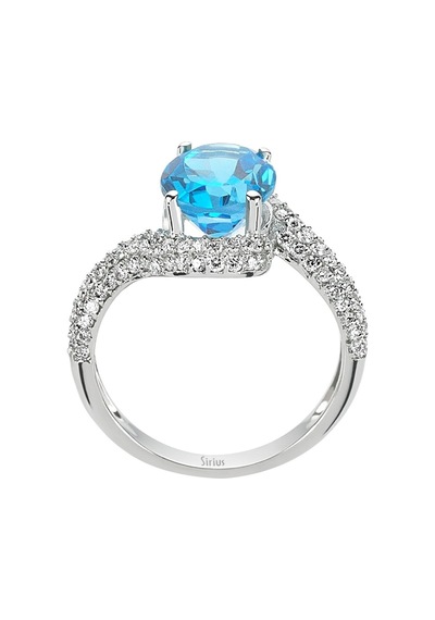 Sirius Pırlanta Ve Oval Mavi Topaz Taşlı Yüzük 0817R0112