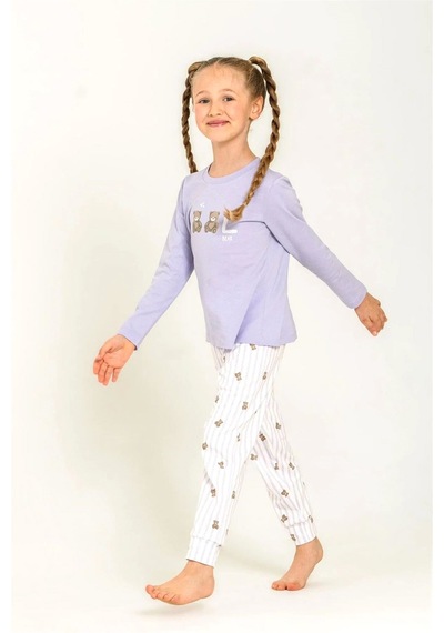 Rolypoly Kız Çocuk Baskılı Pijama Takımı Lila Rp3912-3