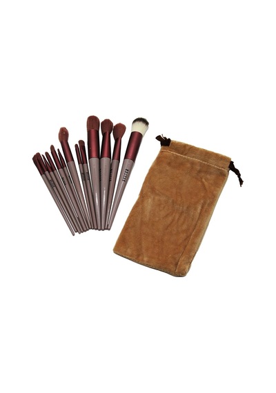 13pcs Eflatun Kadife Torbalı Makyaj Fırça Set 5468