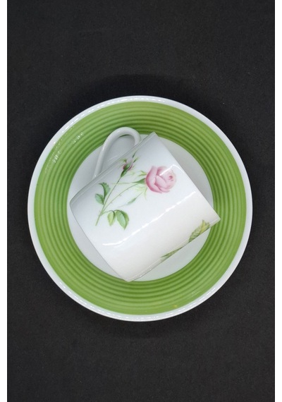 Rosier Temalı Kahve Fincanı Ve Tabağı 140 Ml Yeşil
