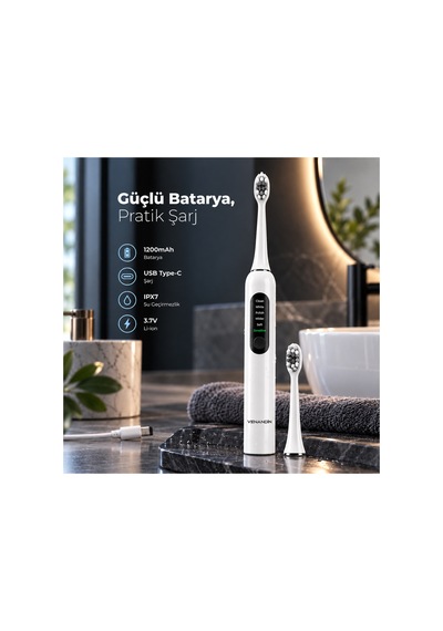Sz-2510 Oravix S Şarjlı Elektrikli Diş Fırçası 1200 Mah, Type-c, Ipx7, Yumuşak Başlık