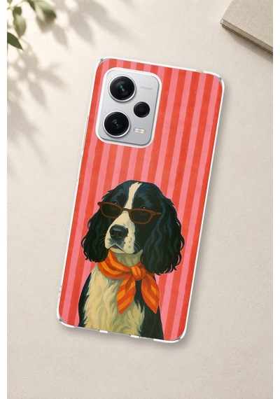 Redmi Note 12 Pro Plus Uyumlu Gözlüklü Ve Fularlı Havalı Köpek Baskılı Silikon Kılıf