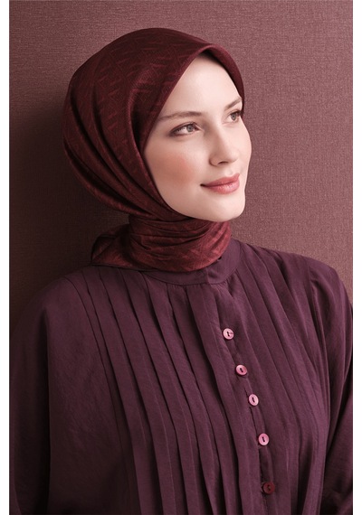 Armine Sura Saf İpek Eşarp 9625 33 Bordo Slogan Desen