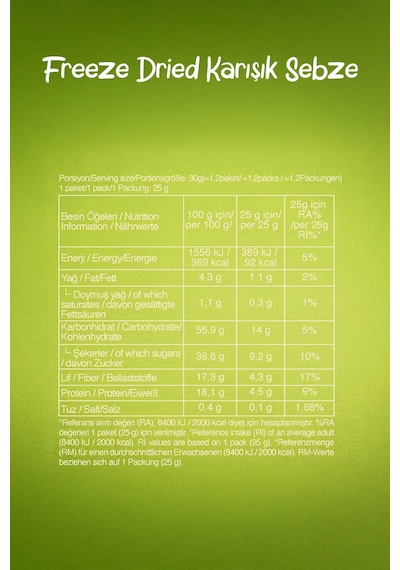 Freeze Dried Sebze Mix Diğer