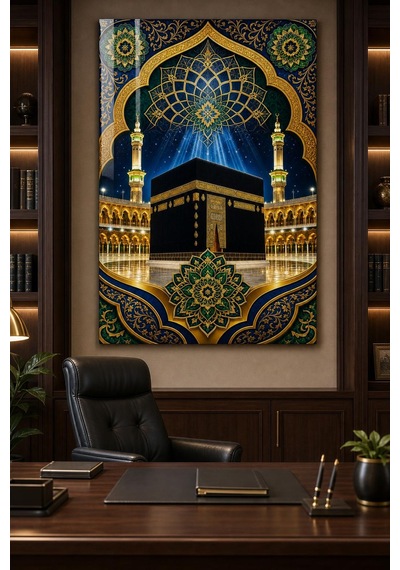 Kabe Desenli Baskılı Cam Tablo İslami Dekoratif Uv Baskı Duvar Tablosu