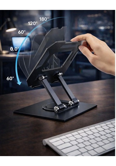 Ayarlanabilir Metal Tablet Telefon Standı 360 Dönebilen Kaymaz Taban Ergonomik Taşınabilir Stand