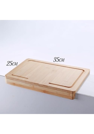 Tezgah Üstü Bambu Kesme Tahtası, Kaymaz Ekmek Tahtası, Kenarlı Kesme Tepsisi Orta Boy 35cm 25cm - Tezgah Üstü B Diğer