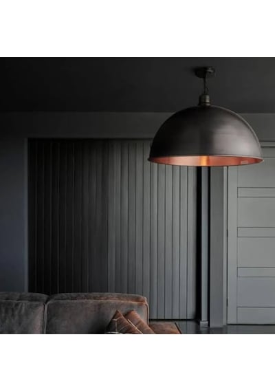 Mylights Retro Rustik Siyah Içi Bakır Avize