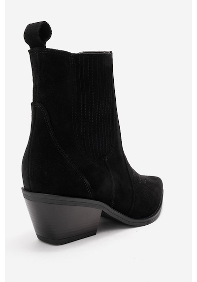 Luvishoes Julıeta Siyah Süet Hakiki Deri Kadın Western Bot Siyah