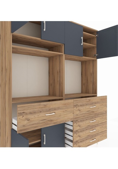 Hyperion Gardrop 7 Raflı 5 Çekmeceli 6 Kapaklı 176x44x221 Çam-antrasit/çam Antrasit/çam Hyperion Gardrop 7 Raflı 5 Çekmeceli 6 Kapaklı 176x44x221 Çam-antrasit/çam Antrasit/çam