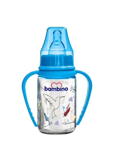 Bambino Cam Kulplu Biberon 125 ML - Mavi Kuş