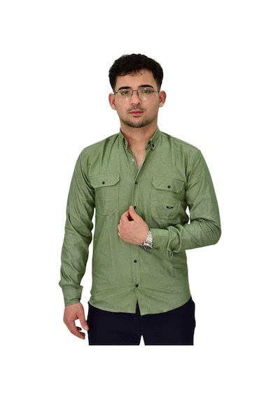 Erkek Spor Likralı Gömlek Bgl-st04343 Açık Yeşil
