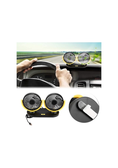 12 Volt Dc Usb Girişli Masaüstü 2 Li Plastik Ev, Ofis, Araç Fanı