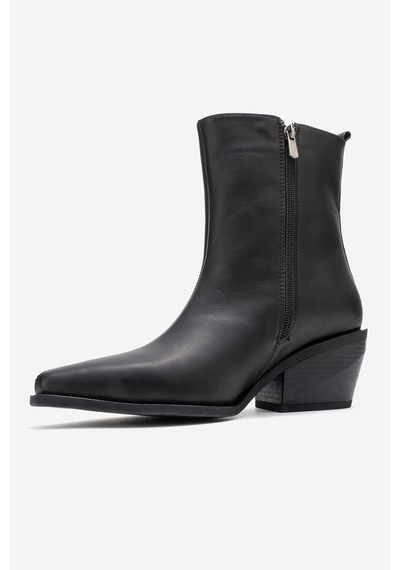 Luvishoes Luvi Shoes Lexıa Siyah Cilt Hakiki Deri Kadın Western Bot Siyah