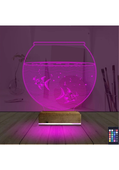 Luvivia Akvaryum Fanus Balık 3d Lamba - Masa Gece Lambası Şeffaf