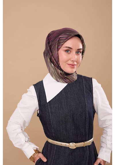 Silk Home Twill İpek Eşarp 11484-29 Mor, Yeşil, Menekşe, Koyu Yeşil