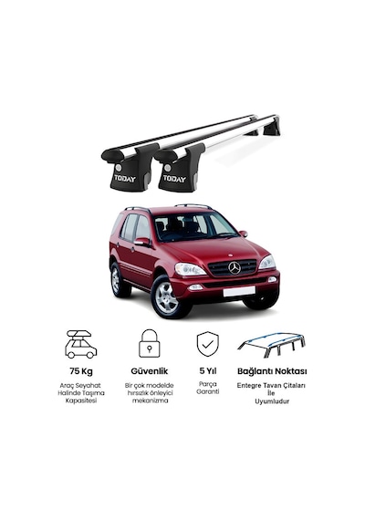 Trio-ı Mercedes-benz M W163 2002-2005 Uyumlu Kilitli Ara Atkı 135cm Port Bagaj Tavan Barı