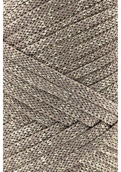 Premium Simli Ribbon Polyester İp 200 Gr Makrome İpi Supla İpliği Ve Çanta İpi Simli Vizon