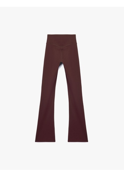 Koton Yüksek Bel Slim Fit İspanyol Paça Spor Tayt Bordo 7wak40022nk