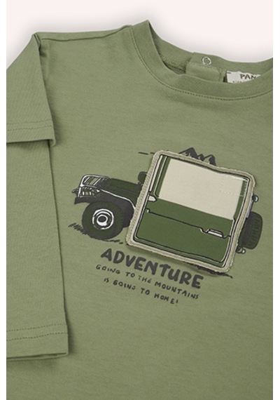 Panço Erkek Çocuk Baskılı Uzun Kollu T-shirt Haki