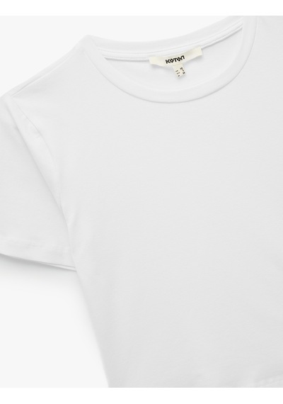 Koton Pamuklu Slim Fit Kısa Kollu Bisiklet Yaka Tişört Beyaz 6wak50115ek Beyaz
