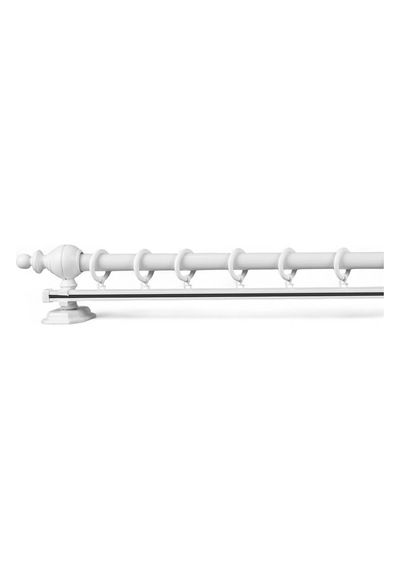 Beyaz Tek Raylı Ahşap Rustik Perde Askısı 225 Cm Çok Renkli
