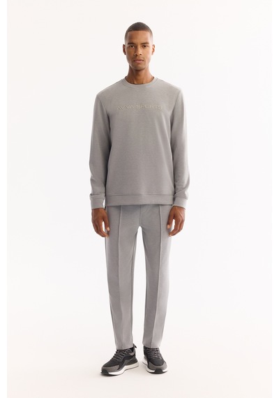 Avva Erkek Gri Bisiklet Yaka Soft Touch Baskılı Regular Fit Sweatshirt A52y1334
