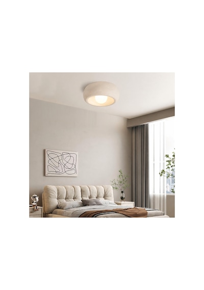 Beton Görünümlü Dokulu Plafonyer Avize E27 Duylu Tavana Sıfır Modern Tavan Lambası Krem