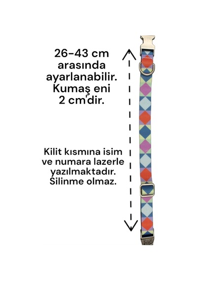 Caramelos, İsimli Köpek Tasması, Köpek Künyesi, Köpek İsimlik, İsme Özel Tasma, Kişiye Özel Tasma, Meta Çok Renkli
