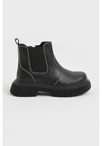 Tonny Black Kalın Tırtıklı Termo Taban Fermuarlı Lastikli Çocuk Unisex Siyah Cilt Chelsea Bot Tbgrf005 Siyah Cilt