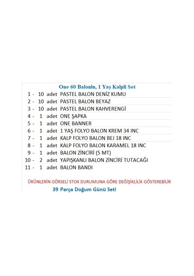 One 30 Balonlu, 1 Yaş Kalpli Set