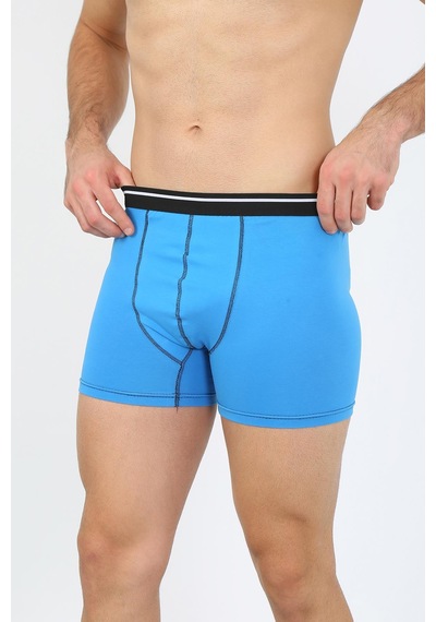 İbrahim Burak Etiler Collection Moda Çizgi Erkek Pamuk Likralı Boxer Mavi 40133