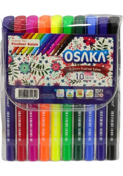 Osaka 10 Renk Fineliner Keçeli Kalem