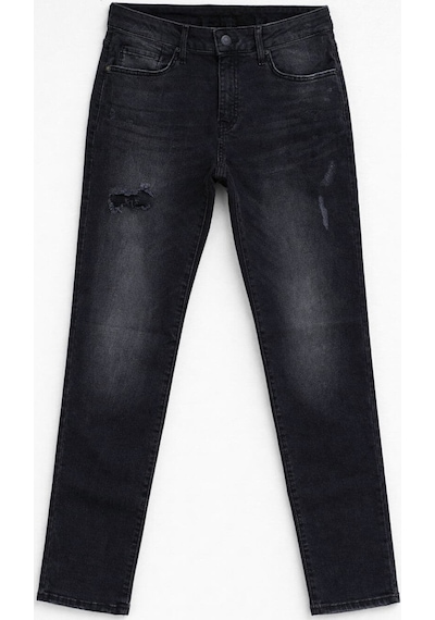Erkek Antrasit Yırtık Detay Slim Jean Pantolon