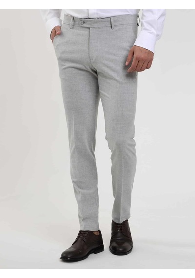 Dufy Gri Erkek Ekstra Slim Fit Melanj Desenli Klasik Pantolon - 103508-gri Gri