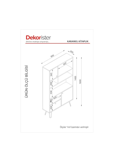 Dekorister Exclusive Karamel Kitaplık Ceviz-Antrasit