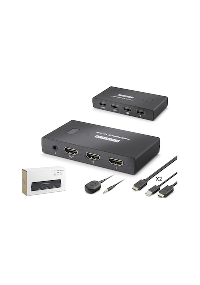 Hadron Hdx1373 Hdmı Kvm Switch 2 Usb Hub 2 Console Harici Butonlu Kvm Kablo Setli 2 Hdmı Port Siyah