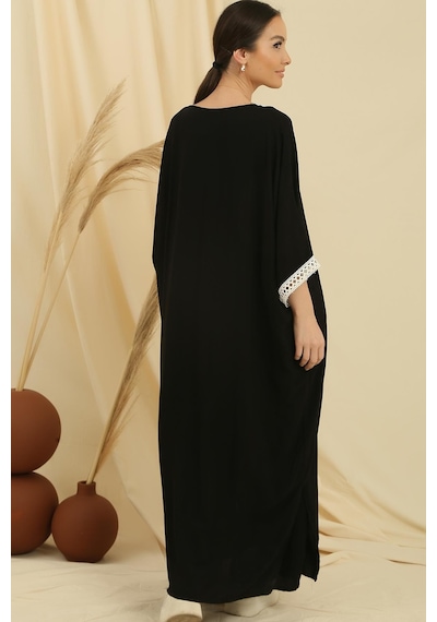 By Saygı Dantel Detaylı Cepli Uzun Tunik Beli Lastikli Pantolon Oversize 2'li Viskon Takım-35780-siyah Siyah By Saygı Dantel Detaylı Cepli Uzun Tunik Beli Lastikli Pantolon Oversize 2'li Viskon Takım-35780-siyah Siyah
