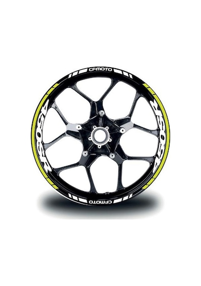 Cfmoto 450sr Sticker Jant İç & Dış Yazılı Etiket Modeli Neon Sarı - Beyaz