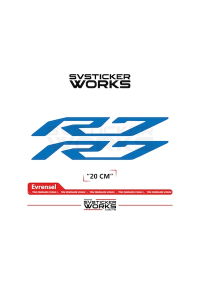 Yamaha R7 Uyumlu Yazı Sticker Yüksek Kalite Özel Kesim Folyo 2'li Set Mavi