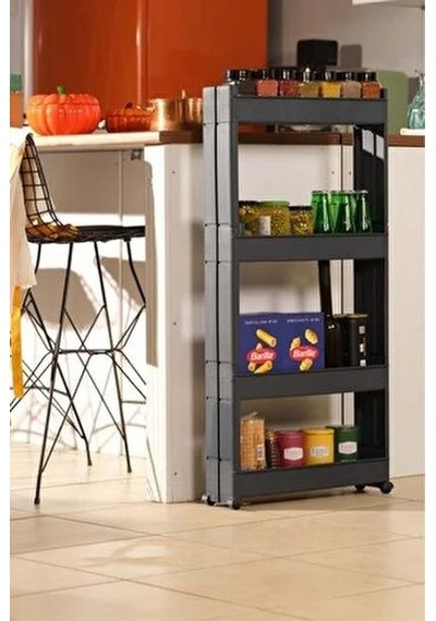 Slim Organizer 4 Katlı Plastik Banyo / Mutfak Düzenleyici Raf Antrasit 49,5 14 101 Cm Antrasit Slim Organizer 4 Katlı Plastik Banyo / Mutfak Düzenleyici Raf Antrasit 49,5 14 101 Cm Antrasit