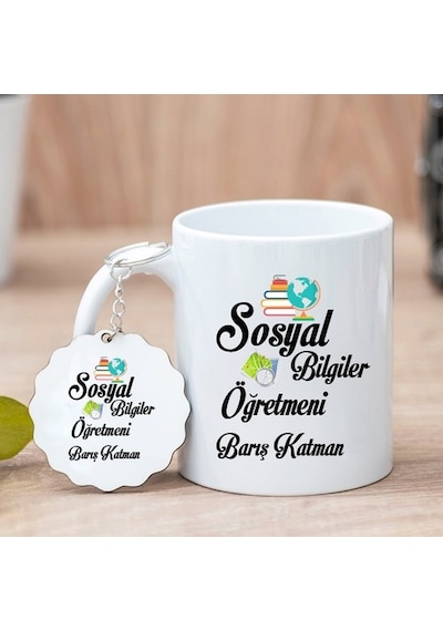 Sosyal Bilgiler Öğretmeni Kupa Bardak Ve Anahtarlık
